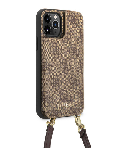 Чехол для iPhone 12/12 Pro Guess Crossbody cardslot коричневый