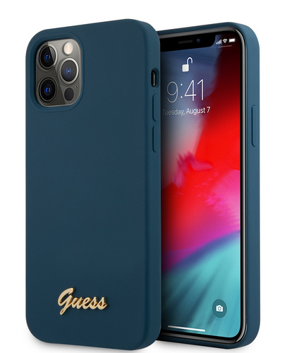 Чехол для iPhone 12/12 Pro Guess Liquid Silicone синий