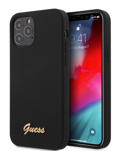 Чехол для iPhone 12/12 Pro Guess Liquid Silicone чёрный