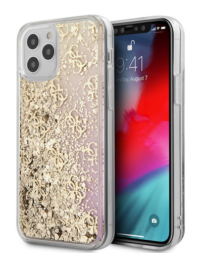 Чехол для iPhone 12/12 Pro Guess Liquid Glitter золотой
