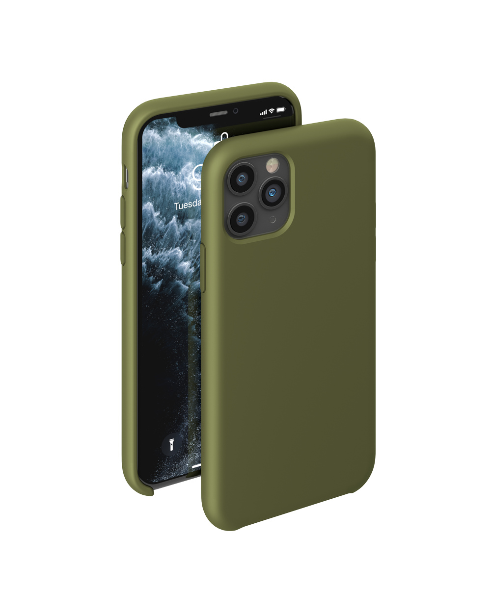 Чехол для iPhone 11 Pro Deppa Liquid Silicone Case оливковый