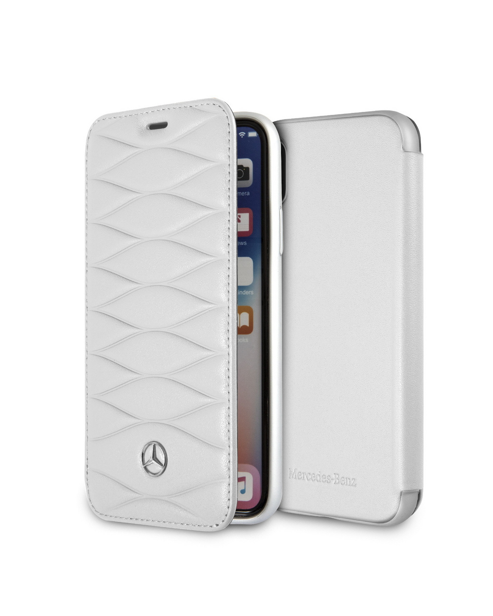 Чехол для iPhone X/XS Mercedes Booktype Leather белый
