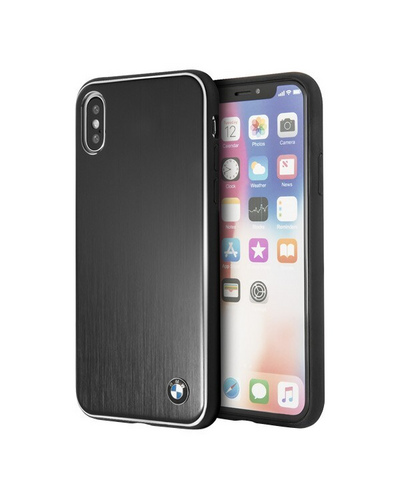 Чехол для iPhone X/XS BMW Signature Brushed Aluminium чёрный