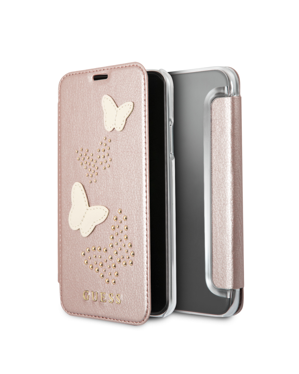 Чехол для iPhone X/XS Guess Studs&Sparkles Booktype розовый