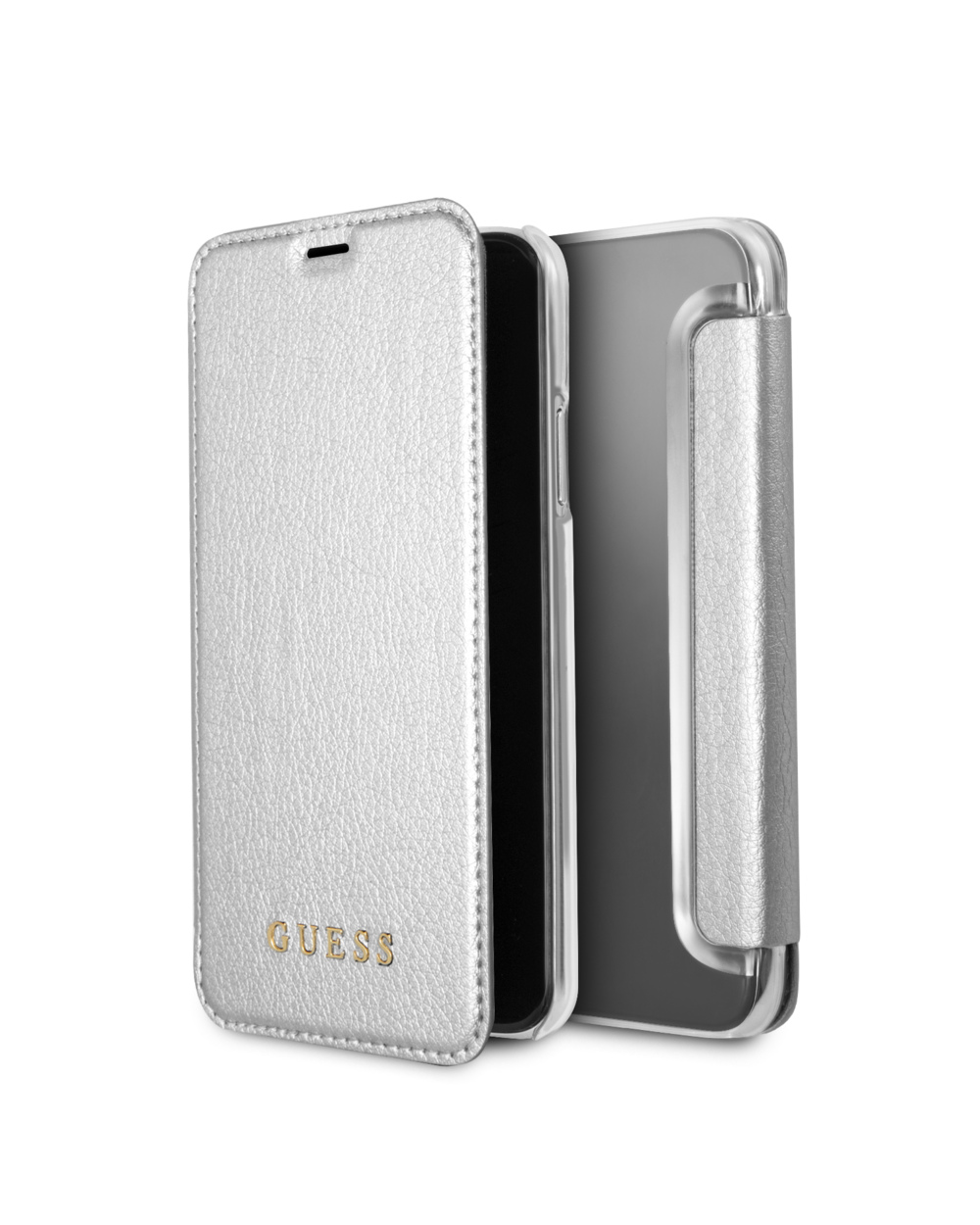 Чехол для iPhone X/XS Guess Iridescent Booktype серебристый