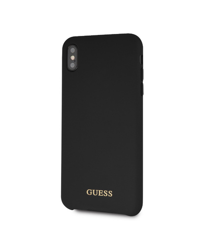 Чехол для iPhone XS Max Silicone collection Gold logo hard чёрный