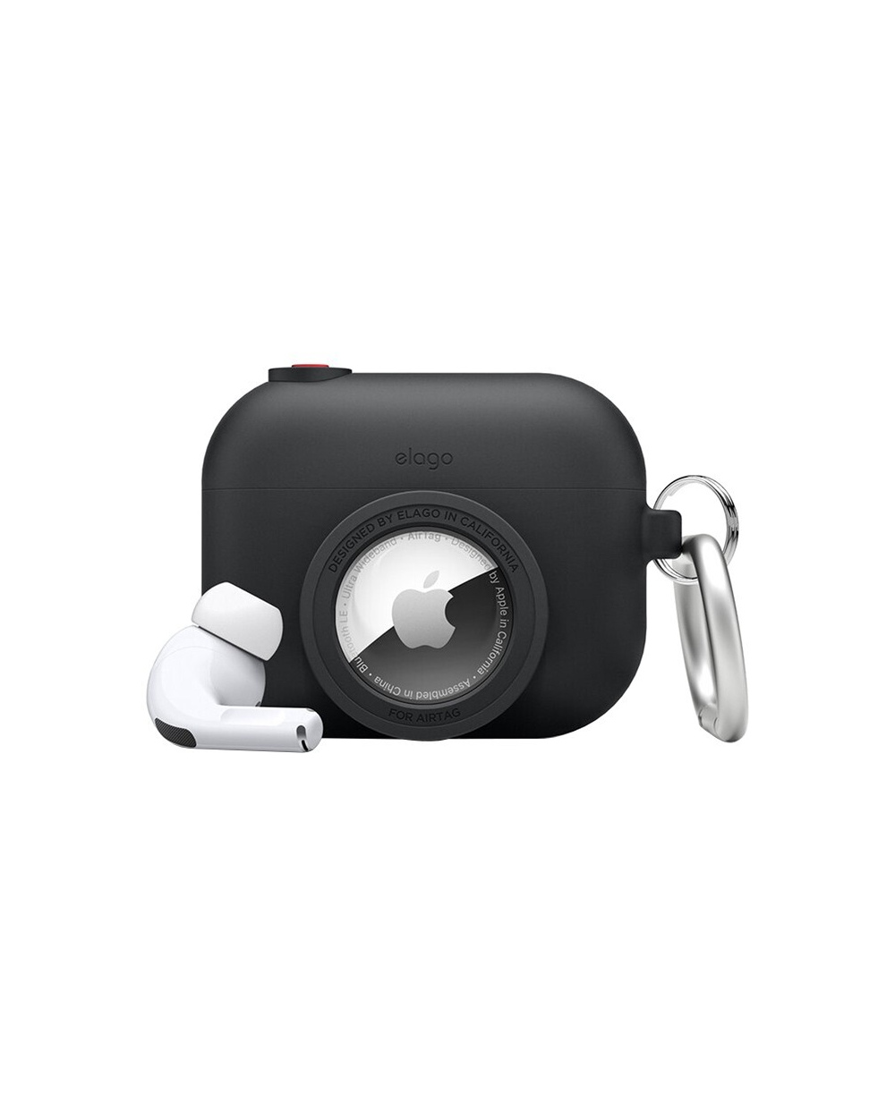 Чехол для AirPods Pro и AirTag Elago Snap Shot Case чёрный - крепление для AirTag