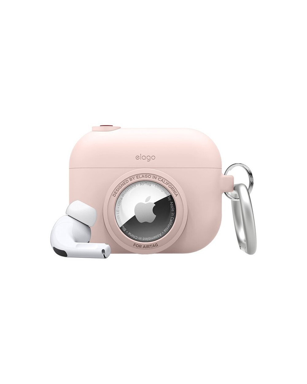 Чехол для AirPods Pro и AirTag Elago Snap Shot Case розовый - крепление для AirTag