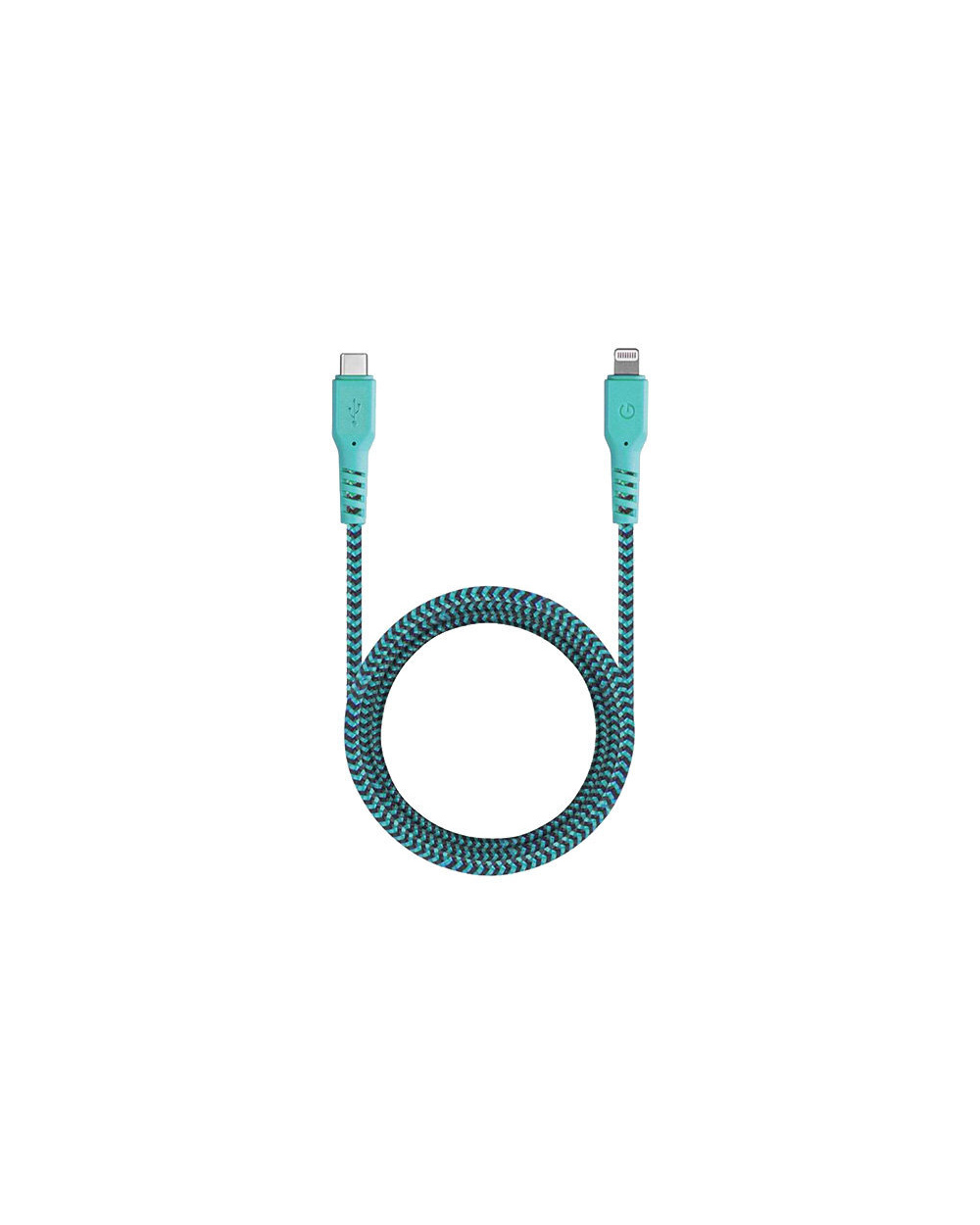 Кабель EnergEA FibraTough MFi Lightning/USB-Type-C (1.5 м) бирюзовый